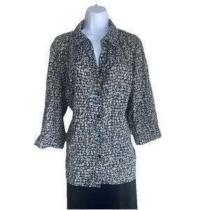 VTG Christopher Banks Women XL Floral Boho Office Siren Button Feminine Blouse